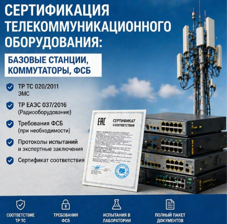 Сертификация Телекоммуникационного Оборудования: Базовые станции, Коммутаторы, ФСБ