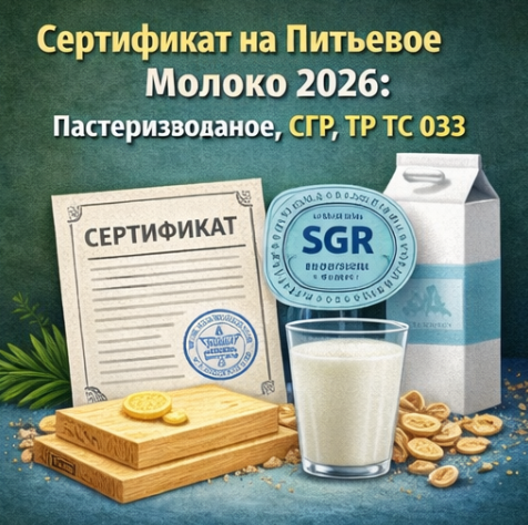 Сертификат на Питьевое Молоко 2026: Пастеризованное, СГР, ТР ТС 033