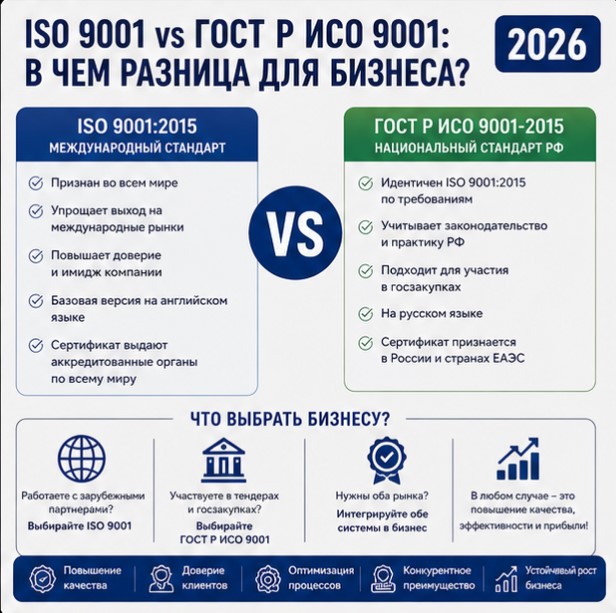 ISO 9001 vs ГОСТ Р ИСО 9001: в чем разница для бизнеса в России