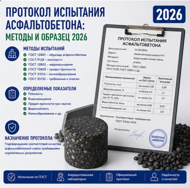 Протокол испытания асфальтобетона: методы и образец 2026