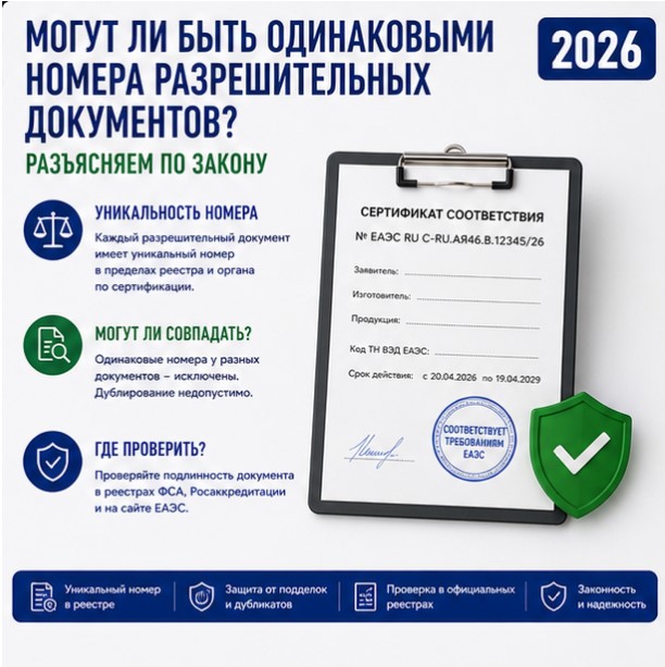 Могут ли быть одинаковыми номера разрешительных документов? 2026