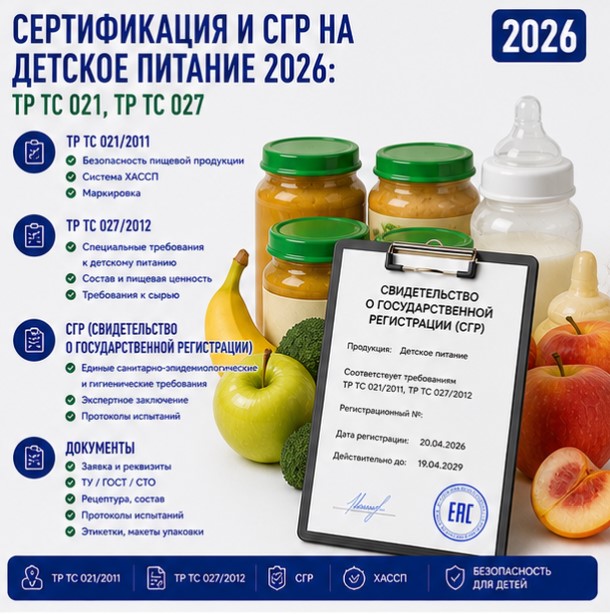 Сертификация и СГР на Детское Питание 2026: ТР ТС 021, ТР ТС 027