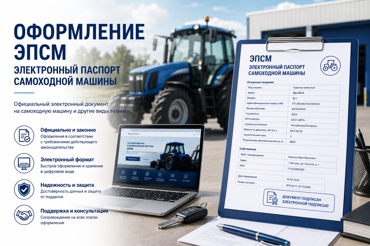 Оформление ЭПСМ - электронный паспорт самоходной машины